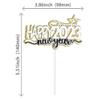 1Pc New Year Cake Topper 2023 Star Glitter Hello Welcome Happy New Year Cake Picks Decorations for 2023 Holiday Theme Party Supplies view 2