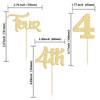 24Pcs 4th Birthday Cupcake Toppers Glitter Fourth Birthday Two Cupcake Picks for Baby Shower 4th Birthday Anniversary Party Cake Decorations Supplies Gold view 2