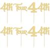 24Pcs 4th Birthday Cupcake Toppers Glitter Fourth Birthday Two Cupcake Picks for Baby Shower 4th Birthday Anniversary Party Cake Decorations Supplies Gold view 3