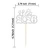 24Pcs 2026 Happy New Year Cupcake Topper Silver Glitter Welcome to 2026 Cupcake Toppers Cheers to 2026 Cake Pick Decorations for 2026 New Year Eve Party Decor Supplies view 2
