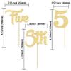 24Pcs 5th Birthday Cupcake Toppers Glitter Fifth Birthday Five Cupcake Picks for Baby Shower 5th Birthday Anniversary Party Cake Decorations Supplies Gold view 2