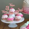 24 Pack Three Cupcake Toppers Glitter 3rd Birthday Cupcake Picks for Baby Shower Third Birthday Party Cake Decorations Supplies Rose Gold view 4