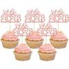 24Pcs Happy New Year Cupcake Topper 2026 Glitter Welcome to 2026 Cupcake Toppers Cheers to 2026 Cake Pick Decorations for 2026 New Year Eve Party Decor Supplies Rose Gold view 1