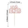 24Pcs Happy New Year Cupcake Topper 2026 Glitter Welcome to 2026 Cupcake Toppers Cheers to 2026 Cake Pick Decorations for 2026 New Year Eve Party Decor Supplies Rose Gold view 2