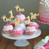 24Pcs 1st Birthday Cupcake Toppers Glitter First Birthday One Cupcake Picks for Baby Shower 1st Birthday Party Cake Decorations Supplies Gold view 4