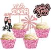 24Pcs 2026 Happy New Year Cupcake Topper Rose Gold Glitter Hello 2026 Cupcake Toppers Cheers to 2026 Champagne Cupcake Topper Firework Cake Picks for New Year Eve Party Decor Supplies view 1