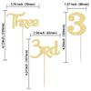 24 Pack 3rd Birthday Cupcake Toppers Glitter Third Birthday Three Cupcake Picks for Baby Shower 3rd Birthday Anniversary Party Cake Decorations Supplies Gold view 2