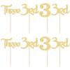 24 Pack 3rd Birthday Cupcake Toppers Glitter Third Birthday Three Cupcake Picks for Baby Shower 3rd Birthday Anniversary Party Cake Decorations Supplies Gold view 3