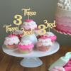 24 Pack 3rd Birthday Cupcake Toppers Glitter Third Birthday Three Cupcake Picks for Baby Shower 3rd Birthday Anniversary Party Cake Decorations Supplies Gold view 4