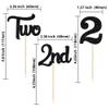 24Pcs Two Cupcake Toppers Glitter 2nd Birthday Cupcake Pick Decorations for Baby Shower Second Birthday Party Cake Decorations Supplies Black view 2