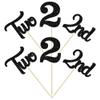 24Pcs Two Cupcake Toppers Glitter 2nd Birthday Cupcake Pick Decorations for Baby Shower Second Birthday Party Cake Decorations Supplies Black view 3