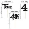 24Pcs Four Cupcake Toppers Glitter 4th Birthday Cupcake Pick Decorations for Baby Shower 4th Birthday Party Cake Decorations Supplies Black view 2