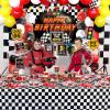 Race Car Birthday Party Decorations - Happy Birthday Racing Car Backdrop, Balloons, Tableware, Car Party Signs, Tableclothfor Kids Boys Let's Go Racing Party, Checkered Party Supplies, Serves 20 view 2