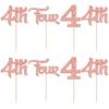24Pcs Four Cupcake Toppers Glitter 4th Birthday Cupcake Picks for Baby Shower Fourth Birthday Party Cake Decorations Supplies Rose Gold view 3