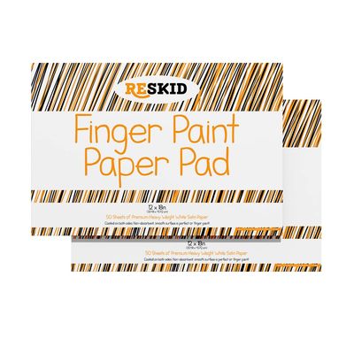 Reskid Large Finger Paint Paper Pad (12 x 18 inches) - 50 Sheets, 2-Pack - Toddlers and Kids Art Supplies, Fingerpaint Paper, Paint Pad