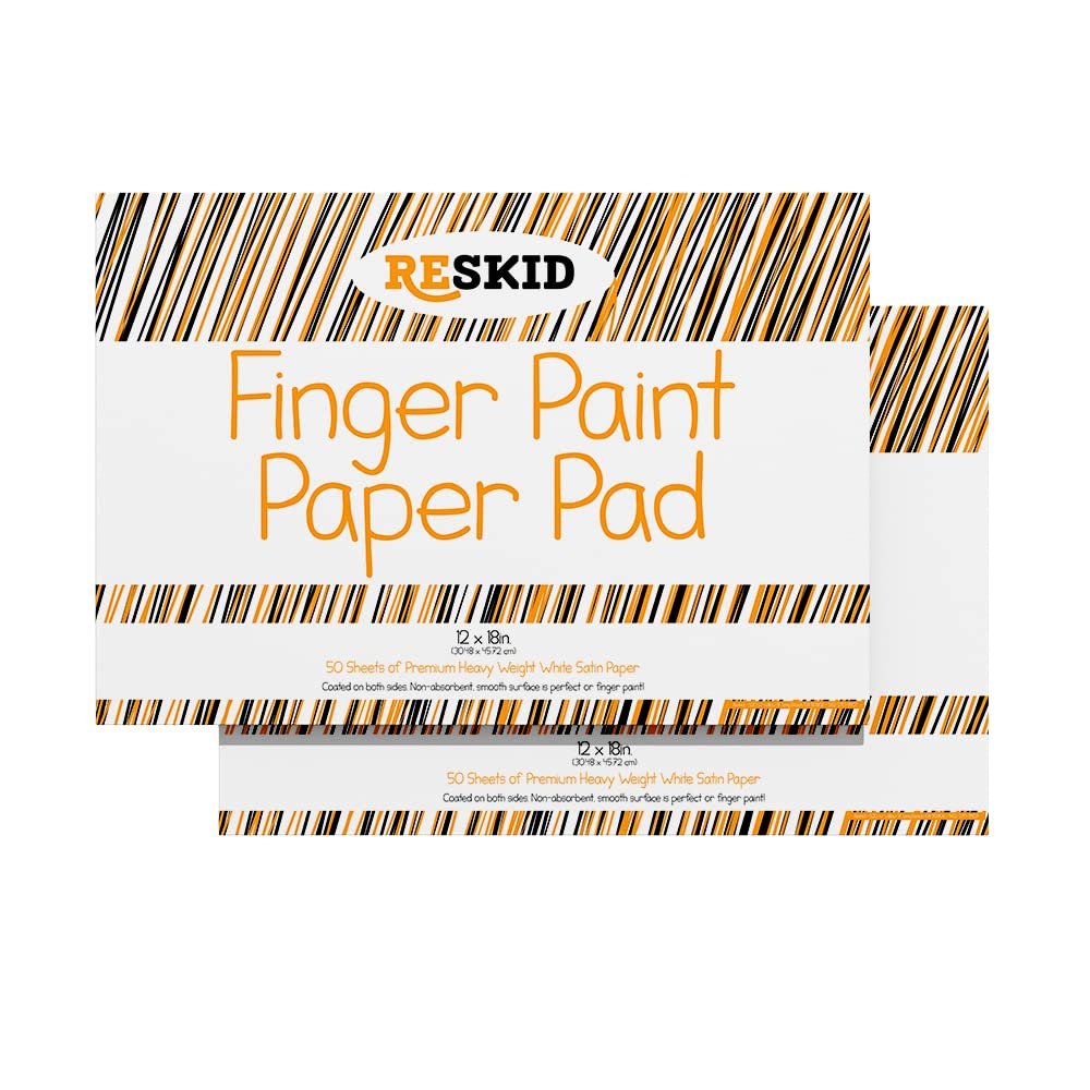 Reskid Large Finger Paint Paper Pad (12 x 18 inches) - 50 Sheets, 2-Pack - Toddlers and Kids Art Supplies, Fingerpaint Paper, Paint Pad