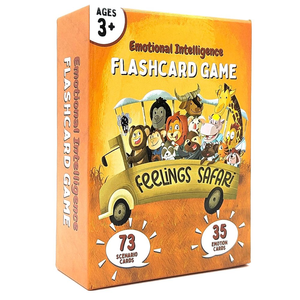 Feelings Safari - 108 Feelings & Emotions Cards - Flashcard Game for Kids Emotional Intelligence - Facial Expressions & Scenarios - U.S. Company
