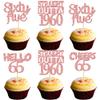 Gyufise 24 PCS Rose Gold 65 Cupcake Toppers Straight Outta 1960 Sixty Five Hello 65 Cheers to 65 Years Birthday Cupcake Picks 65th Birthday Anniversary Cake Decorations Supplies view 1