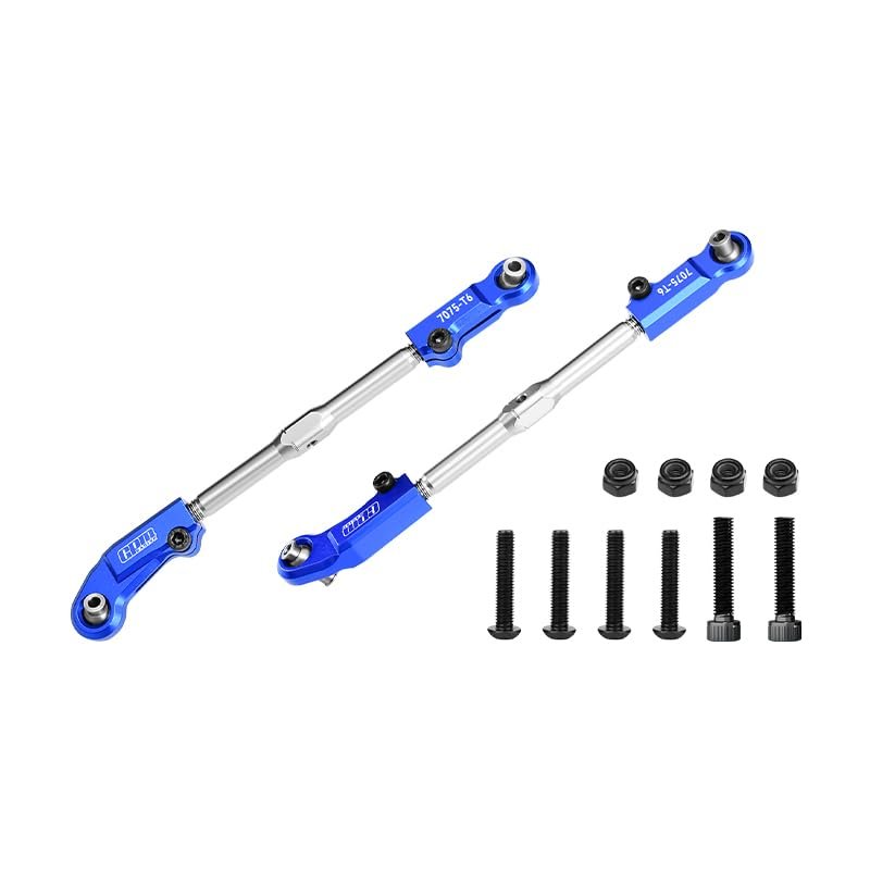GPM Upgrades Aluminum 7075-T6+Stainless Steel Adjustable Front Steering Tie Rod for 1/8 4WD Kraton 6S BLX (ARA106040T1) RC Cars (Blue)