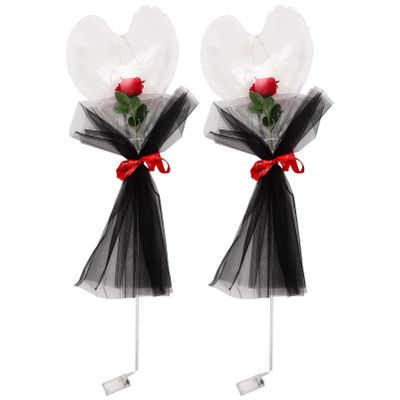 2pcs Glow Ball Valentines Day Decor Decorative Balloons Rose Flowers Balloons Light up Flower Bouquet Valenties Decorations Transparent Plastic Supplies Led