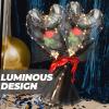 2pcs Glow Ball Valentines Day Decor Decorative Balloons Rose Flowers Balloons Light up Flower Bouquet Valenties Decorations Transparent Plastic Supplies Led view 3