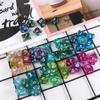 7-Die Iridescent Glitter Polyhedral Two-Tone Dice Set D4 D6 D8 D10 D% D12 D20 for DND Enthusiast RPG Adventurer(Aqua + Gold) view 3