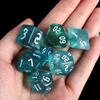 7-Die Iridescent Glitter Polyhedral Two-Tone Dice Set D4 D6 D8 D10 D% D12 D20 for DND Enthusiast RPG Adventurer(Aqua+Purple) view 2