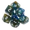 7-Die Iridescent Glitter Polyhedral Two-Tone Dice Set D4 D6 D8 D10 D% D12 D20 for DND Enthusiast RPG Adventurer(Blue Gold) view 1