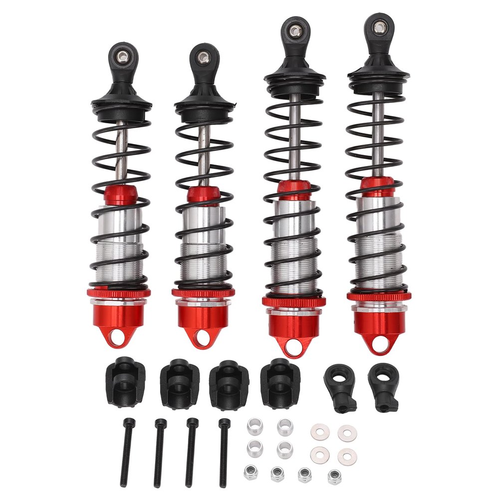 Aluminum Alloy Damper Assembled Shocks Front & Rear Replacement (Red), 4PCS Aluminum Front & Rear RC Shocks for ARRMA 1/7 Mojave 1/8 Kraton, Slash Shocks 4x4 Body rc car Front Rear Shock