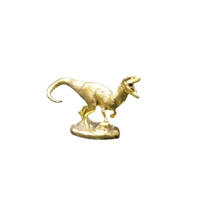 Brass Simulated Dinosaur Model Miniature Figurines,Tyrannosaurus Rex Statue Pocket Sculpture Crafts Collection Desktop Ornament Home Sand Table Decor Accessories Study Paperweight Toy