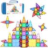 PicassoTiles Magnetic Tiles 101pcs Magnet Tile Building Blocks STEM Toy Set with Storage Case Educational Construction Kit for Kids Toddlers Boys Girls Age 3 Plus Travel Learning Carry Bin PB101 view 1