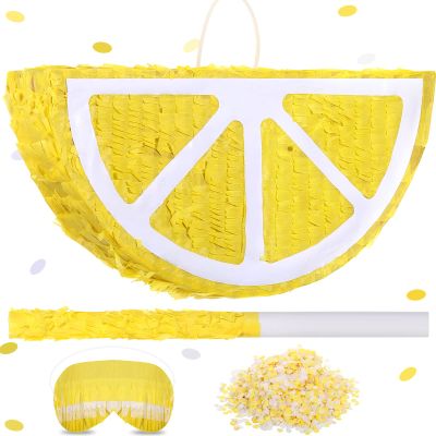Sratte Lemon Piata Fruit Summer Theme Includes Stick Blindfold Confetti Small Fruit Piata Birthday Party Decorations for Fiestas Summer Tropical Party Supplies Carnival Game