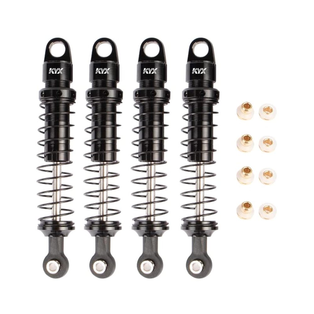 KYX Racing CNC Machined Aluminum 82mm Black Front Rear Suspension Shocks Upgrades Parts Accessories for 1/18 RC Crawler Car Axial UTB18 Capra Unlimited Trail Buggy (Black)