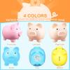 4 Pieces Large Piggy Bank Plastic Kids Cute Piggy Bank Saving Money Box for Kids Boys Girls Adults, 6 x 4.8 x 5.4 Inch(Blue, Pink, Yellow, Beige) view 3
