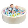 Foam Ball Pit for Toddlers - CALEPTONG 47.2"x 13.8" Extra Large Round Baby Ball Pit Without Balls, Soft Coral Fleece Kids Ball Pool Baby Playpen, Ideal Gift for Kids Indoor Outdoor Game - Cheese White view 1