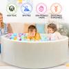 Foam Ball Pit for Toddlers - CALEPTONG 47.2"x 13.8" Extra Large Round Baby Ball Pit Without Balls, Soft Coral Fleece Kids Ball Pool Baby Playpen, Ideal Gift for Kids Indoor Outdoor Game - Cheese White view 2