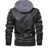 Maiyifu-GJ Casual Motorcycle Jacket for Men Faux Leather Windproof Moto Coat Vintage Bomber Hoodie with Removable Hood (Black,Medium) view 3