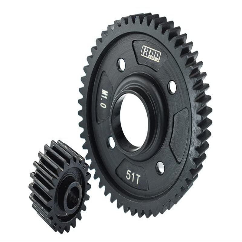 Medium Carbon Steel Center Diff Output Gear 51T And Input Gear 20T For 1:5 Traxxas X Maxx 8S / XRT 8S Monster Truck Upgrades - Black