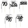 Gyufise 30Pcs 70th Birthday Cupcake Toppers 70 Fabulous Cupcake Picks Cheers to 70 1956 Cake Decorations for Happy 70th Birthday Wedding Anniversary Party Decoration Supplies Black view 2