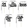 Gyufise 30Pcs 21st Birthday Cupcake Toppers Hello 21 Cupcake Picks 2005 Cupcake Topper for Happy 21st Birthday Anniversary Party Cake Decorations Supplies Black view 2