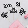 Gyufise 30Pcs 21st Birthday Cupcake Toppers Hello 21 Cupcake Picks 2005 Cupcake Topper for Happy 21st Birthday Anniversary Party Cake Decorations Supplies Black view 3