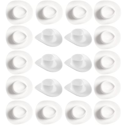 20 Pieces Plastic Mini Cowboy Hat for Crafts Mini Cowboy Hats Mini Sombrero Hats Drink Hat Cowgirl Hat Doll Hat Mini Cowgirl Hats for Drinks(White)