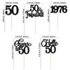 Gyufise 30Pcs 50th Birthday Cupcake Toppers 50 Fabulous Cupcake Picks Cheers to 50 1976 Cake Decorations for Happy 50th Birthday Wedding Anniversary Party Decoration Supplies Black view 2