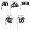 Gyufise 30Pcs 80th Birthday Cupcake Toppers 80 Fabulous Cupcake Picks Cheers to 80 1946 Cake Decorations for Happy 80th Birthday Wedding Anniversary Party Decoration Supplies Black view 2