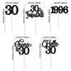 Gyufise 30Pcs 30th Birthday Cupcake Toppers Glitter Hello 30 Cupcake Topper Cheers to 30 1996 Thirty Cupcake Picks for Happy 30th Birthday Anniversary Party Cake Decorations Black view 2