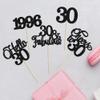 Gyufise 30Pcs 30th Birthday Cupcake Toppers Glitter Hello 30 Cupcake Topper Cheers to 30 1996 Thirty Cupcake Picks for Happy 30th Birthday Anniversary Party Cake Decorations Black view 3