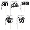Gyufise 30Pcs 90th Birthday Cupcake Toppers 90 Fabulous Cupcake Picks Cheers to 90 1936 Cake Decorations for Happy 90th Birthday Wedding Anniversary Party Decoration Supplies Black view 2