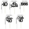 Gyufise 30Pcs 40th Birthday Cupcake Toppers 40 Fabulous Cupcake Picks Cheers to 40 1986 Cake Decorations for Happy 40th Birthday Wedding Anniversary Party Decoration Supplies Black view 2