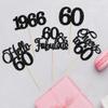 Gyufise 30Pcs 60th Birthday Cupcake Toppers 60 Fabulous Cupcake Picks Cheers to 60 1966 Cake Decorations for Happy 60th Birthday Wedding Anniversary Party Decoration Supplies Black view 3