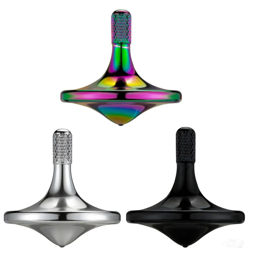 CHEETOP Precision Metal Spinning Top, Spin Smooth for A Long Time, Best Spin Time Over 8 Minutes, Perfect Balance Well Made EDC Desktop Gyro Toy for Office for Adults | Unique Gift (3PCS)